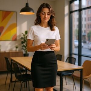 Victoria’s Secret Black Ponte‎ Shaping Pencil Skirt Size 8 Work Office Sculpting